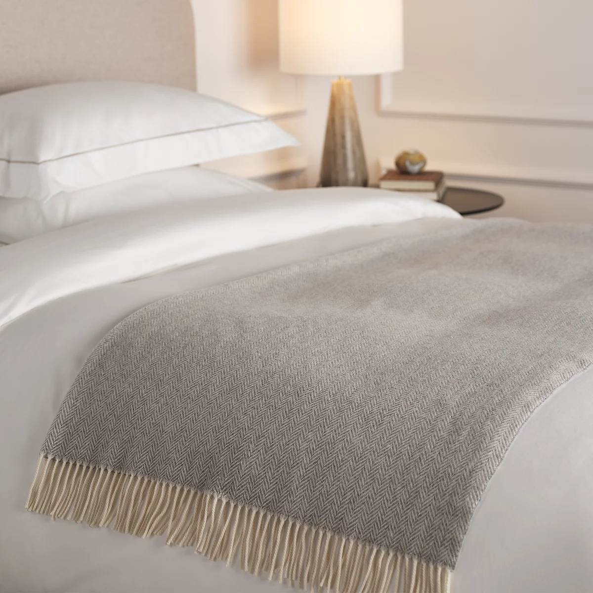 Luxury Wool Cashmere Herringbone Throw