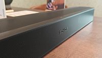 Close up of the Sonos Beam Ultra logo on the front