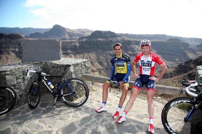 Alberto Contador and Michael Morkov stop to take in the view