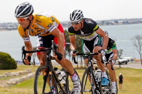 Leader Greg Henderson on the attack with Baden Cooke keeping tabs.
