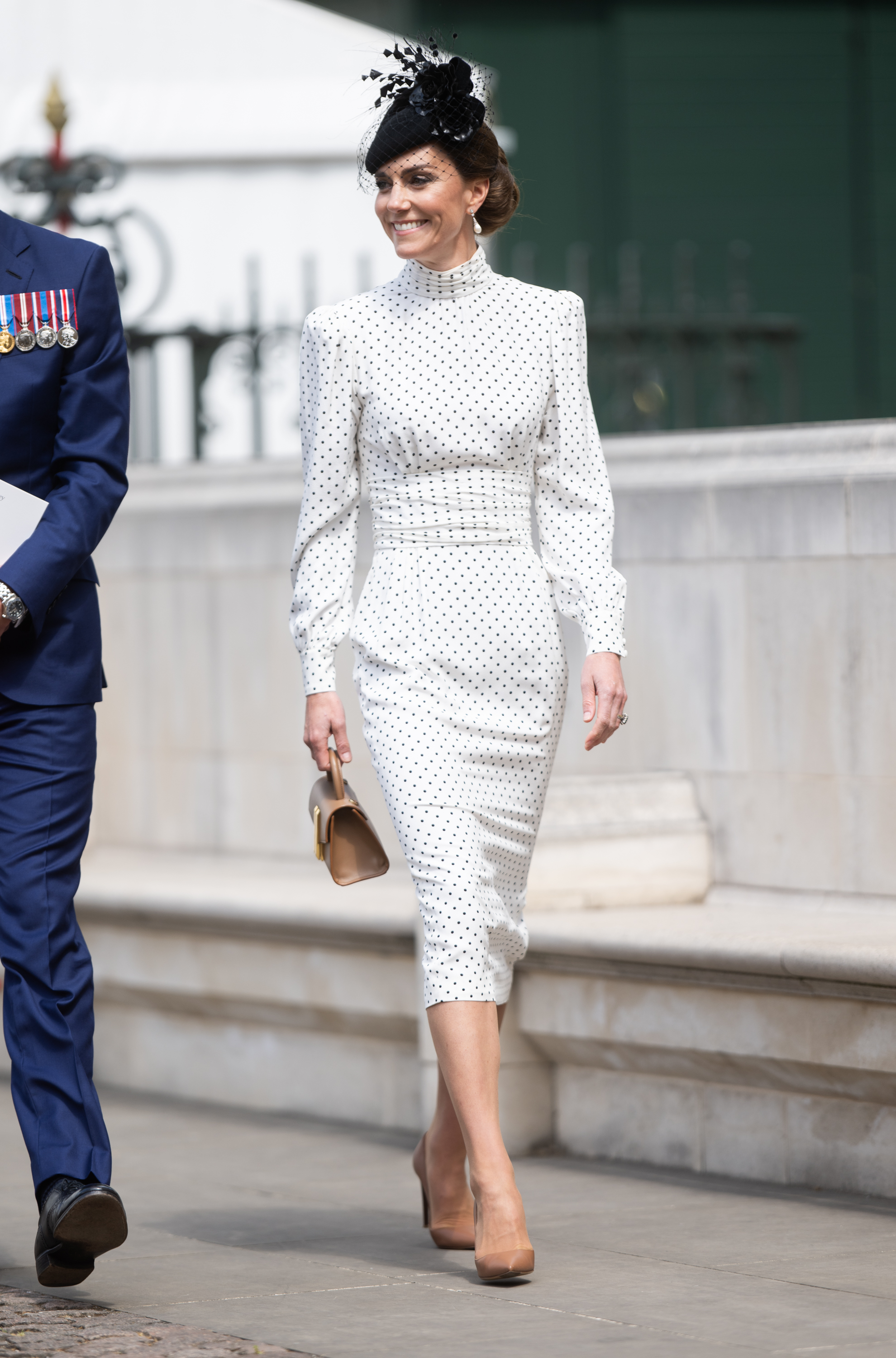 Catherine, Princess of Wales attends the thanksgiving service to mark The 80th anniversary of VE Day at Westminster Abbey on May 08, 2025 in London, England