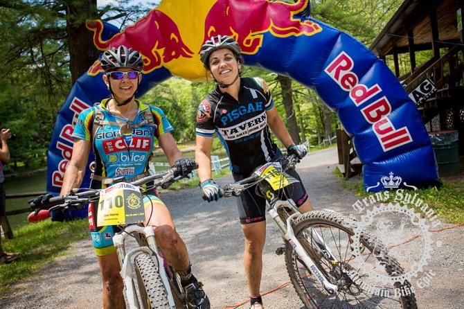 Jana Morris and Jordan Salman relieved to be at the finish.