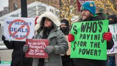 Protesters against AI data centers in Michigan