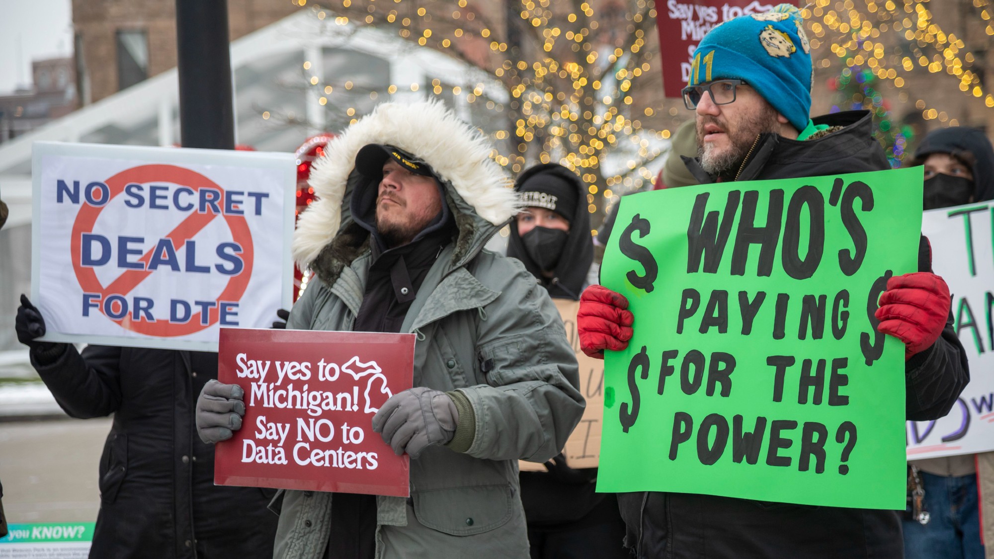 Protesters against AI data centers in Michigan