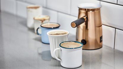 Hotel Chocolat Velvetiser in copper with milk frother