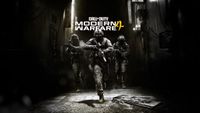 Key art for Call of Duty: Modern Warfare 4 showing the game's logo and three operators in an alleyway. 
