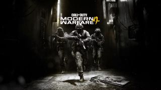 Key art for Call of Duty: Modern Warfare 4 showing the game's logo and three operators in an alleyway. 