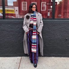 Anaa Saber in a striped sweater