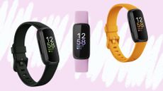 A layout of three Fitbits in different colors as featured in the Fitbit Inspire 3 review