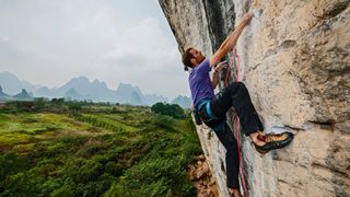 A man rock climbing