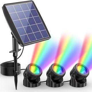 Poposoap Solar Pond Lights, Rgb Led Pond Lights Waterproof Ip68, 2200mah Battery Underwater Solar Light With Two Modes Options for Pond Fountain Pool Garden Decoration(3 Headlamp)