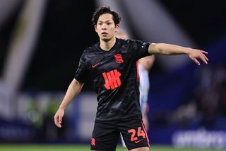 Tomoki Iwata of Birmingham City during the Sky Bet League One match between Huddersfield Town AFC and Birmingham City FC at John Smith's Stadium on January 28, 2025 in Huddersfield, England