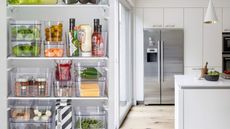 Two side by side images of fridges