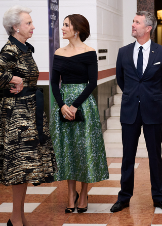 Princess Benedikte of Denmark, Crown Princess Mary of Denmark, Crown Prince Frederik of Denmark, Queen Margrethe of Denmark, Queen Letizia of Spain and King Felipe VI of Spain attend the Joaquín Sorolla exhibition - Light in Motion (Luz en Movimiento) and a dinner at the Glyptoteket Museum on November 07, 2023 in Copenhagen, Denmark