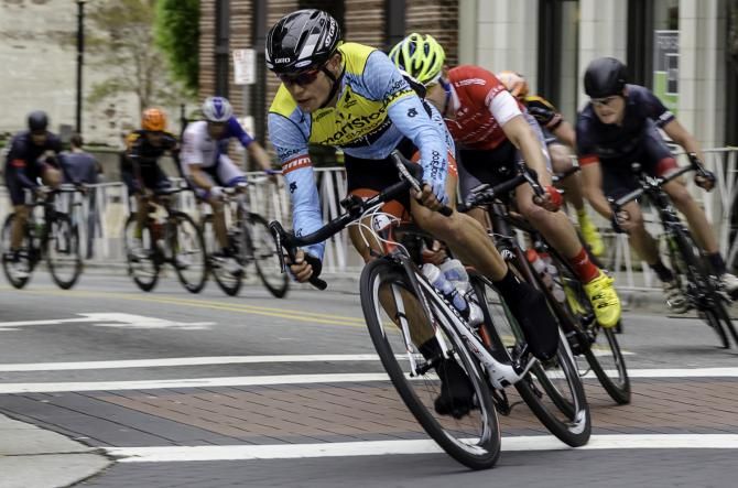 Winner of the UCI sanctioned Winston-Salem Classic the day before; Travis McCabe takes a pull on the front.