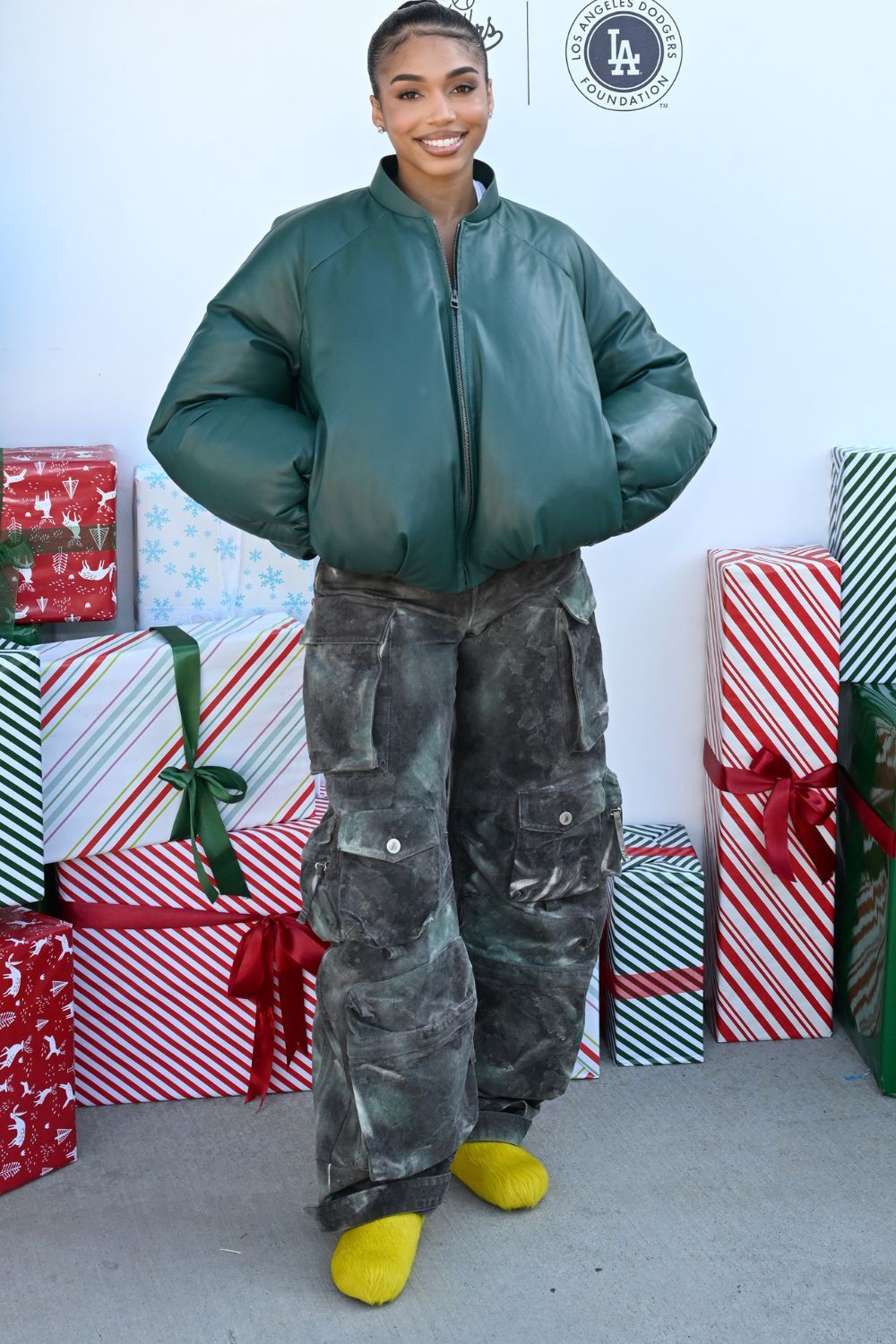 Lori Harvey wears the Loewe Bomber Jacket