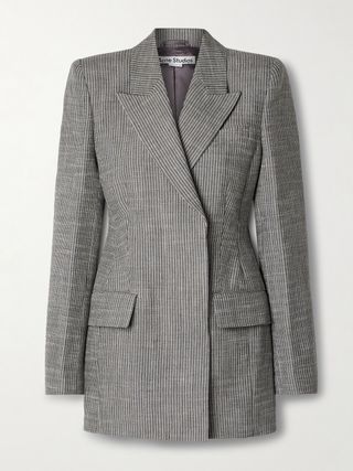 Double-Breasted Striped Linen-Blend Blazer