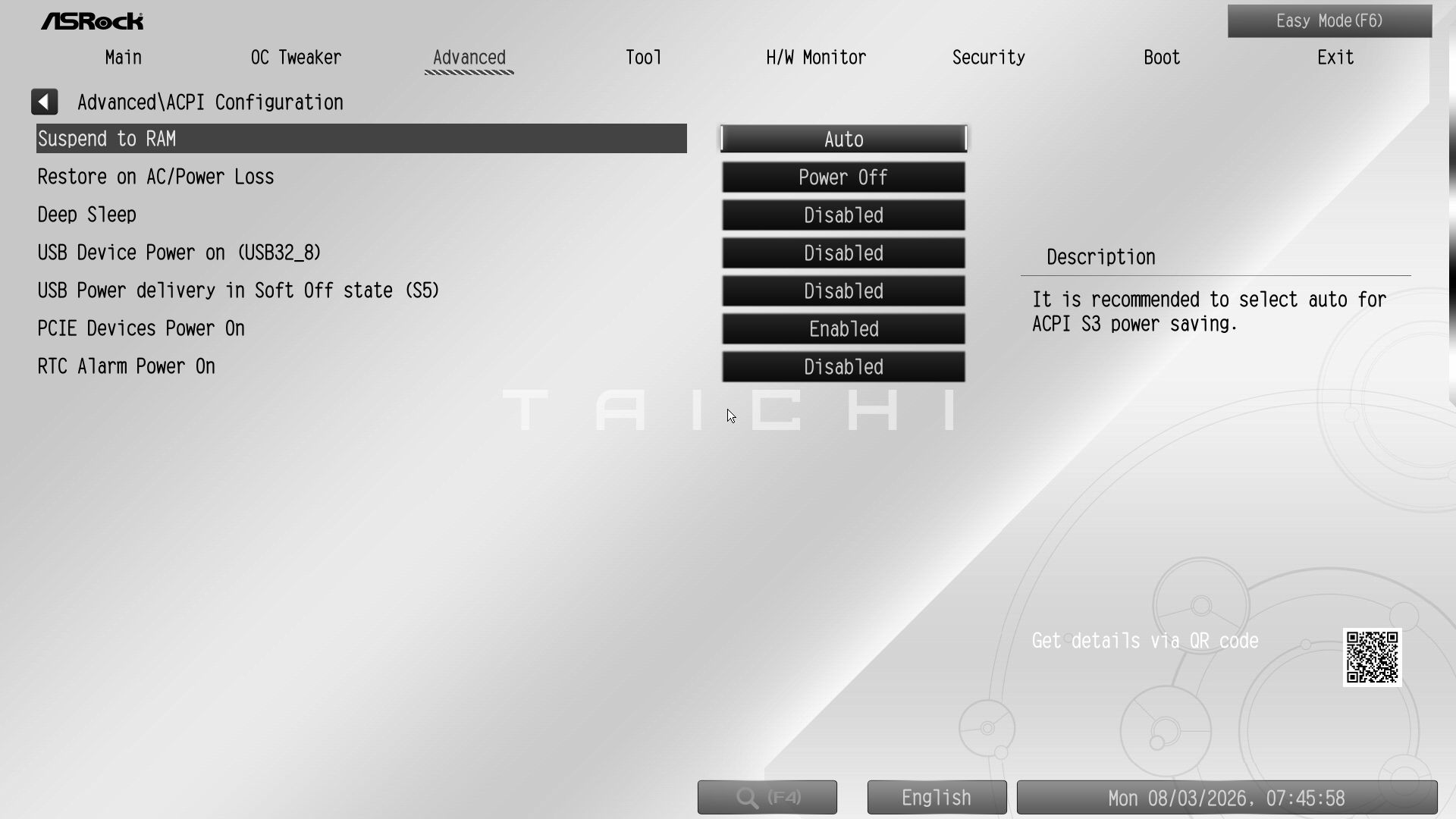 ASRock X870E Taichi White - BIOS