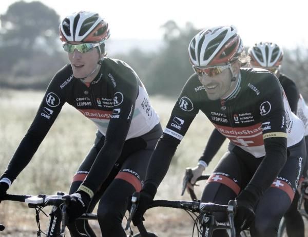 Andy Schleck and Fabian Cancellara share a joke