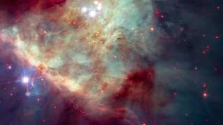 The Orion Bar, a part of the Orion Nebula, is sculpted by the radiation of stars. 