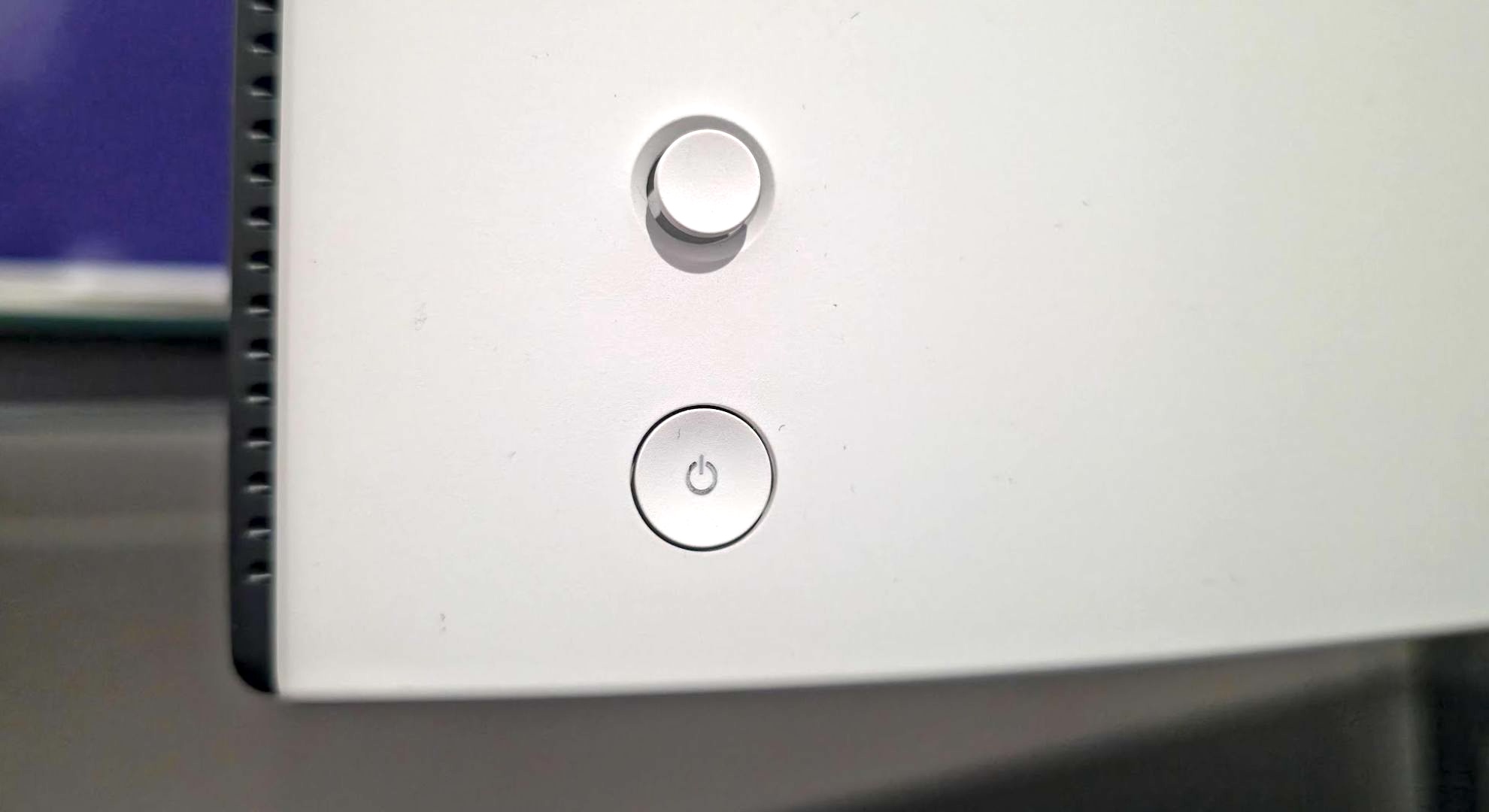 The buttons on the back of the Dell S3225QC monitor