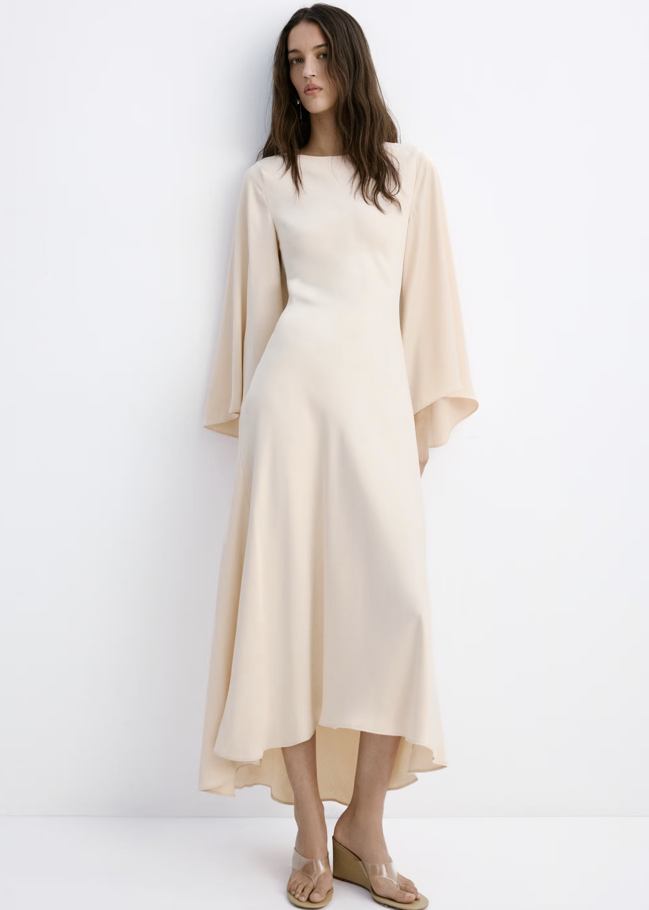 MANGO, Flared-Sleeve Satin Dress - Women | Mango United Kingdom