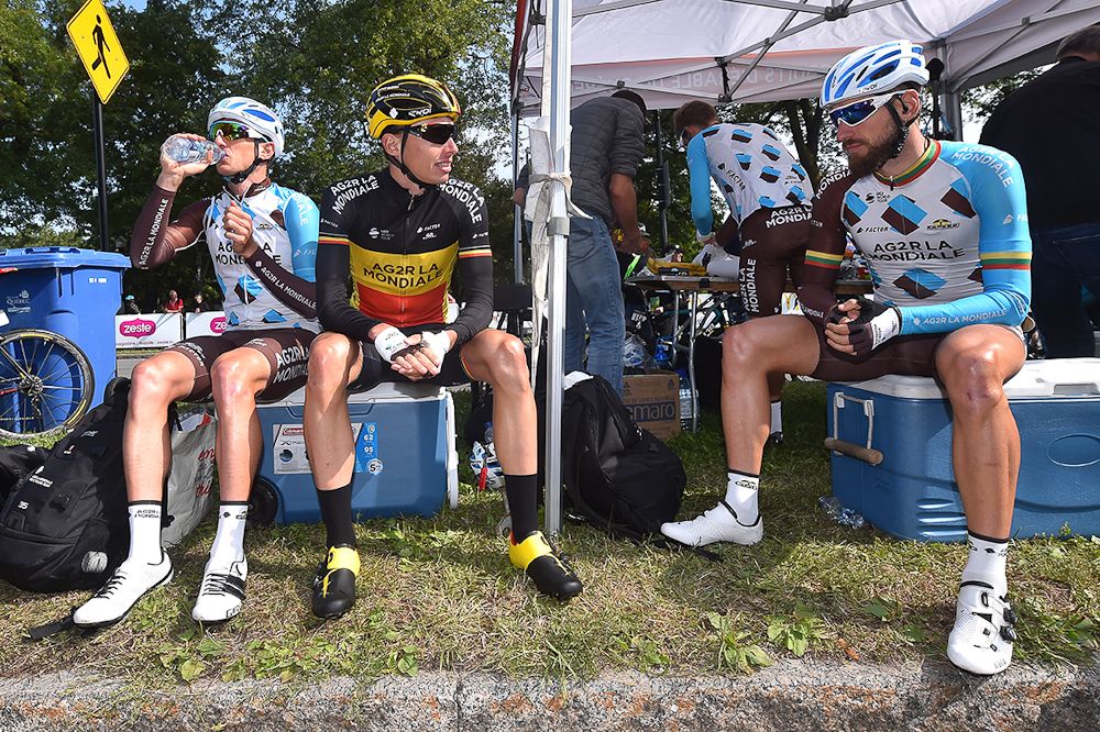 AG2R La Mondiale riders wait for the start in Montreal