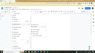 Creating an email draft in Google Docs