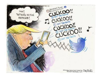 Political Cartoon U.S. Trump twitter fact check