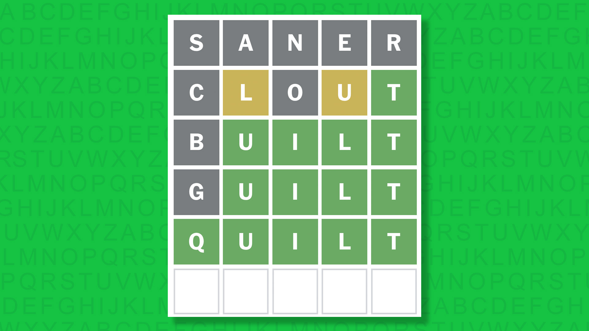 NYT Wordle answer for game 1646 on a green background