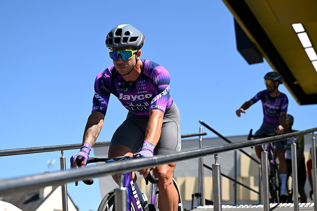 SAINT-MEEN-LE-GRAND, FRANCE - JULY 12: Dylan Groenewegen of Netherlands and Team Jayco AlUla prior to the 112th Tour de France, Stage 8 a 197km stage from Saint-Meen-le-Grand to Laval (Espace Mayenne) / #UCIWT / on July 12, 2025 in Saint-Meen-le-Grand, France.