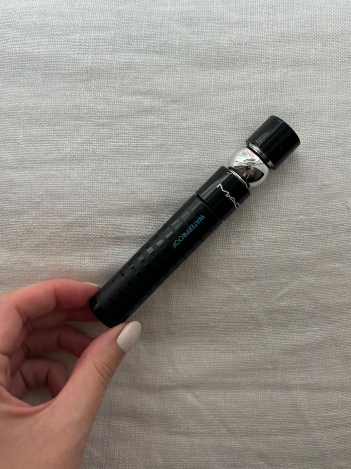 The MAC MACStack Waterproof Mascara on a white linen background