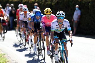 GARD FRANCE SEPTEMBER 03 Alexey Lutsenko of Kazahkstan and Astana Pro Team Neilson Powless of The United States and Team EF Pro Cycling Breakaway during the 107th Tour de France 2020 Stage 6 a 191km stage from Le Teil to Mont AigoualGard 1560m TDF2020 LeTour on September 03 2020 in Gard France Photo by Michael SteeleGetty Images
