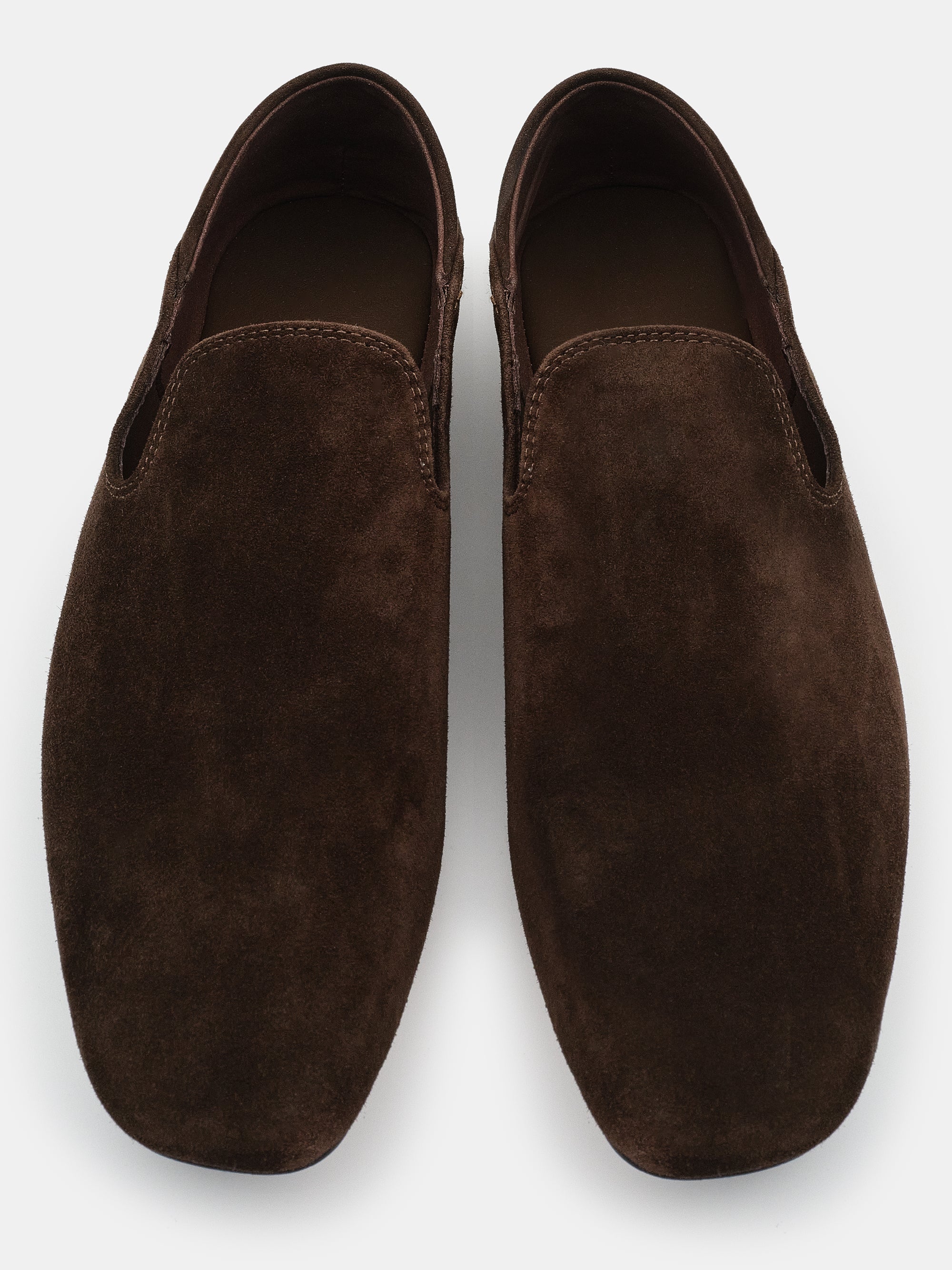 Suede Flat Loafers, Chocolate
