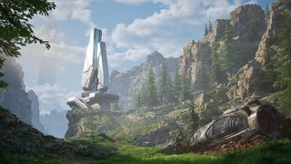 Inspired by Halo, this stunning sci-fi landscape is a real-time render from Unreal Engine