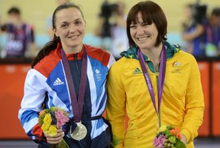 Victoria Pendleton and Anna Meares, silver and gold in sprint, London 2012 Olympic Games, track day six