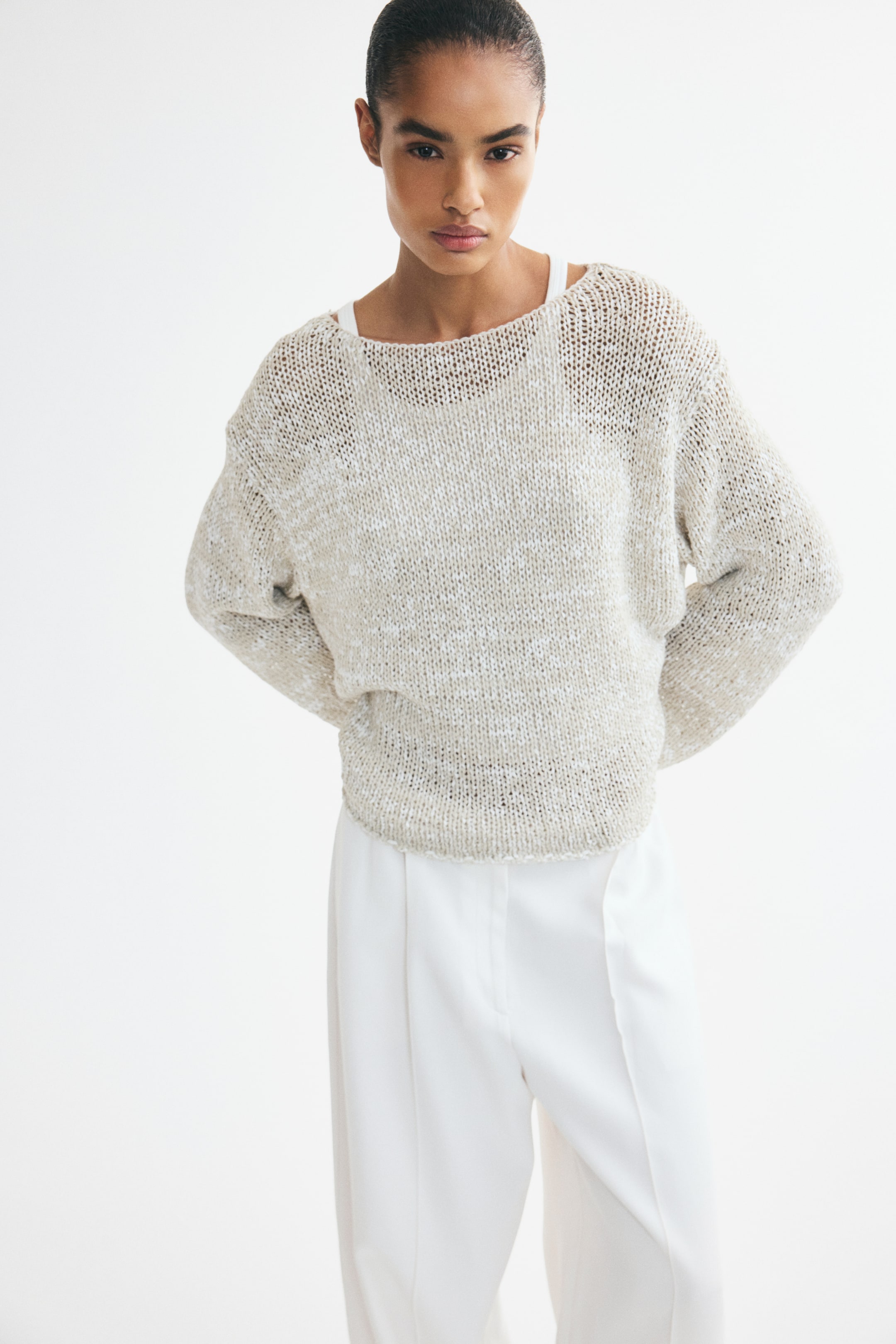 Oversized Textured-Knit Jumper