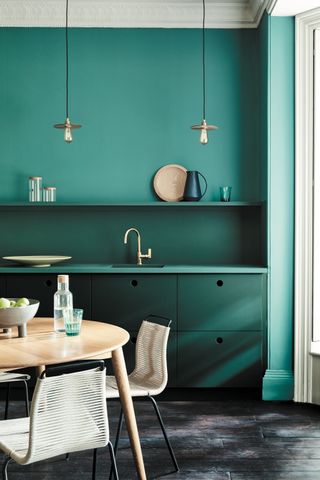 small green kitchen by Little Greene
