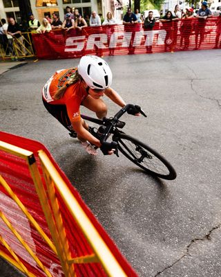 Andrea Cyr ignited the breakaway and finished second at Greenville Cycling Classic
