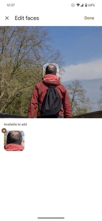 Google Photos face tagging a person by looking at the back of the head
