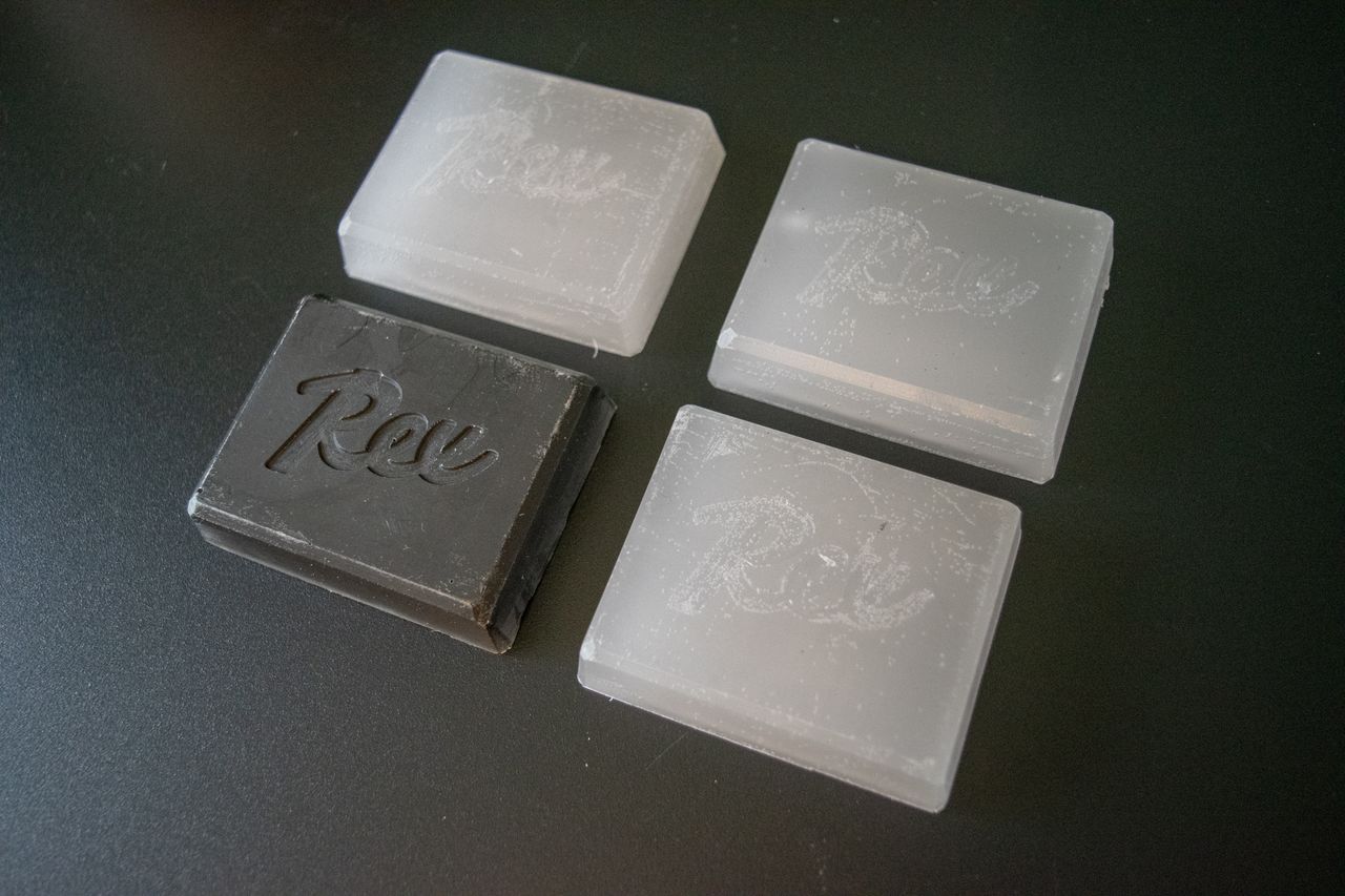 Rex Black Diamond wax blocks on a metal worktop