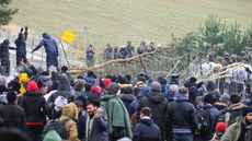 Migrants massing on the border between Belarus and Poland