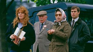 Sarah Ferguson, Duchess of York, Queen Elizabeth II, and Prince Andrew of York at the Royal Windsor Horse Show