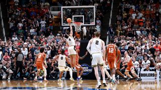 Trey Kaufman-Renn of the Purdue Boilermakers shoots the game winning shot against the Texas Longhorns at March Madness 2026