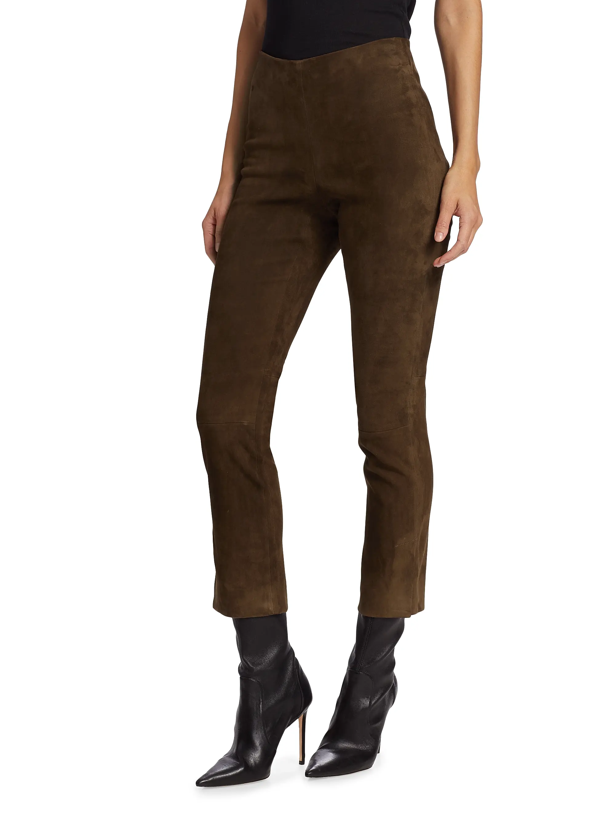 Stretch-Suede Cropped Pants