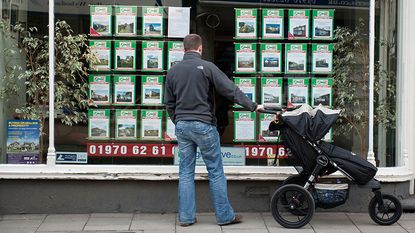 Man looking in an estate agent's window © Alamy