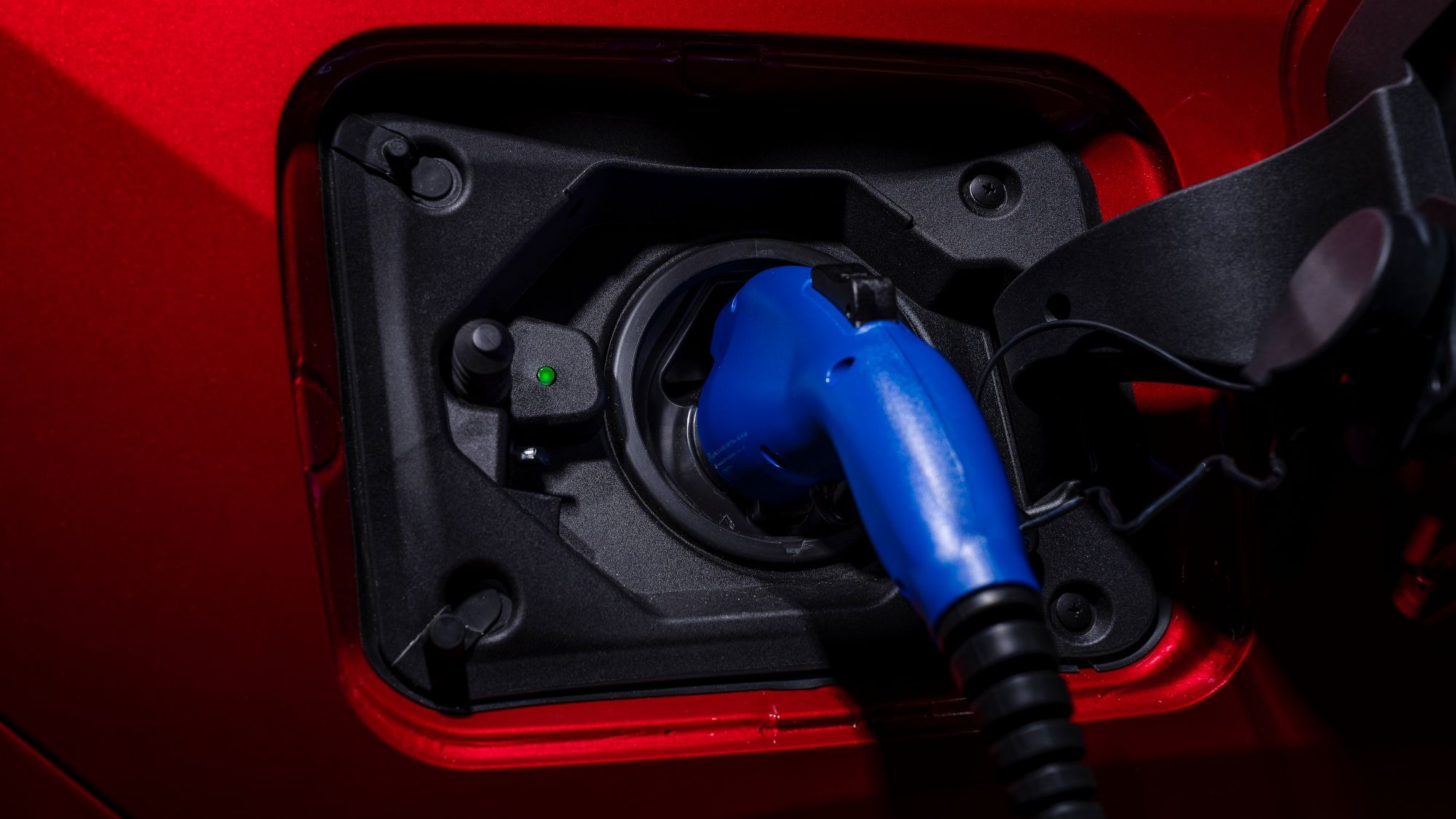 Closeup of Toyota RAV4 Prime plug-in charger.