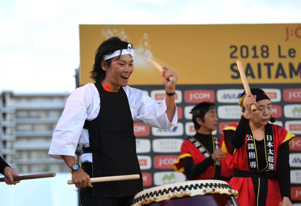 Yukiya Arashiro plays the drums