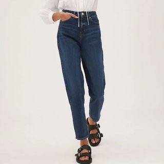 M&S mom jeans in mid blue indigo