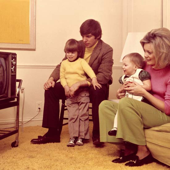 family with room and shagpile carpet